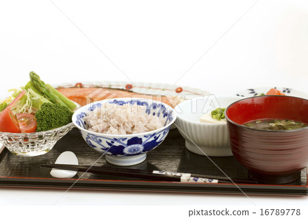 Meals Japanese breakfast grilled fish and miso soup set menu Meals Japanese breakfast grilled fish and miso soup set menu 16789778