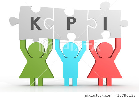 KPI - Key Performance Indicator puzzle in a line KPI - Key Performance Indicator puzzle in a line 16790133