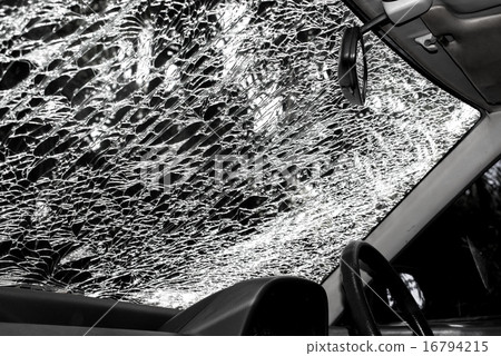Damaged glass (car windshield) inside car 16794215