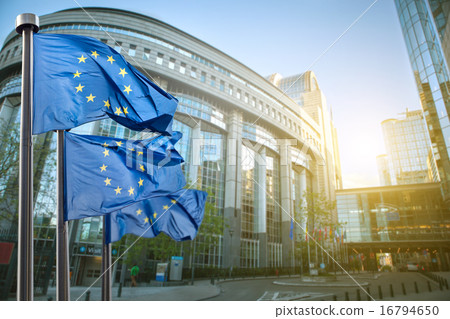 European union flag against parliament in Brussels European union flag against parliament in Brussels 16794650