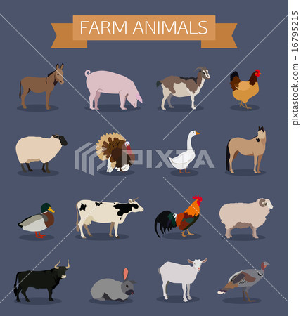 Set of farm animals icons. 16795215