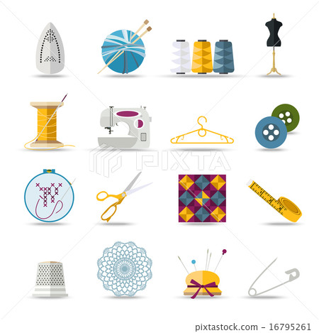 Handmade and sewing isolated icons set. Flat style design.  16795261