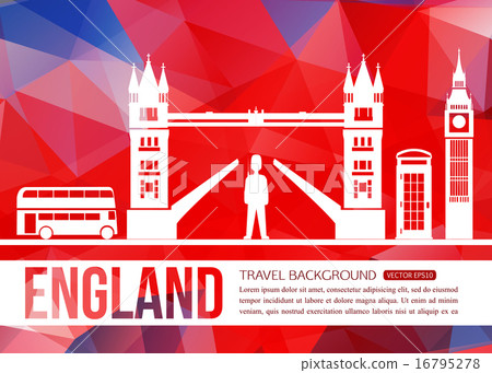 England travel background with place for text. Isolated Great Britain symbols for your design. 16795278