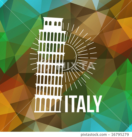 Pisa label or logo over geometric background. Italy symbol for your design. Pisa label or logo over geometric background. Italy symbol for your design. 16795279