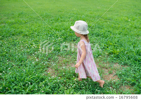 走在草甸的女孩 16795608