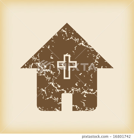 Grungy christian house icon 16801742