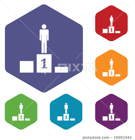 Pedestal hexagon icon set Pedestal hexagon icon set 16801942