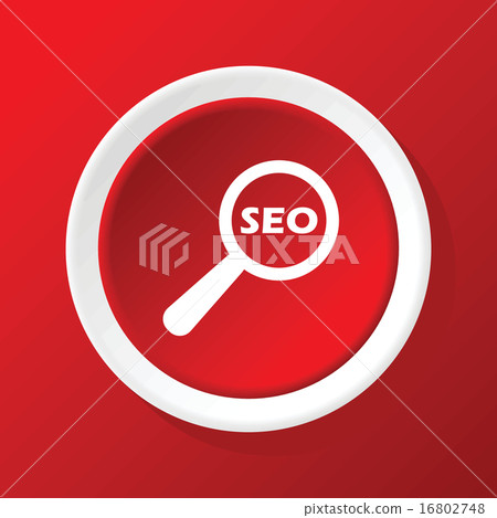 SEO search icon on red SEO search icon on red 16802748