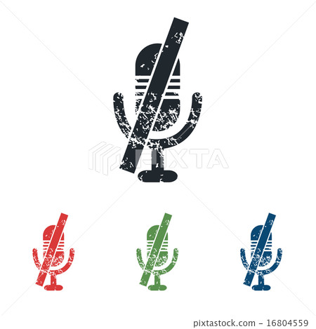 Muted microphone grunge icon set 16804559