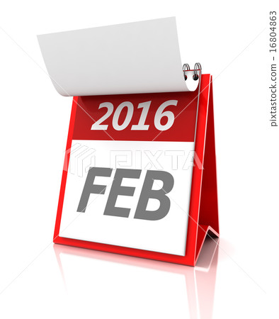 February of 2016 calendar, 3d render 16804863