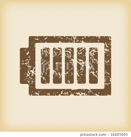 Grungy charged battery icon 16805605