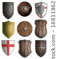medieval knight shields set isolated 16811862