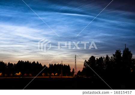 Noctilucent clouds glowing at night sky 16815457