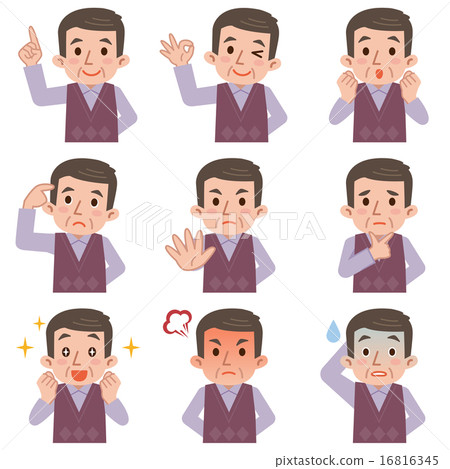 Facial expression set of middle-aged and elderly male Facial expression set of middle-aged and elderly male 16816345