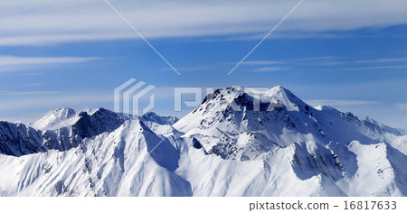 Panoramic view on winter mountains in haze Panoramic view on winter mountains in haze 16817633