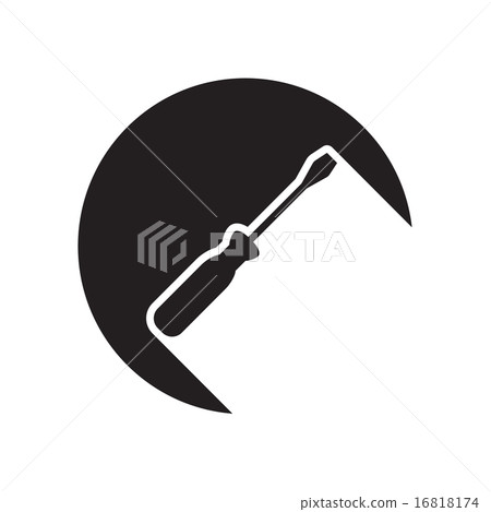 black icon with screwdriver and stylized shadow black icon with screwdriver and stylized shadow 16818174