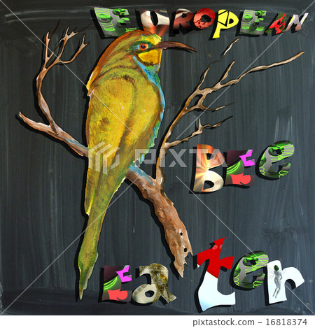 joyous world, mixed media, bird European Bee-Eater 16818374