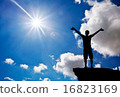 Silhouette of a man on a mountain top 16823169