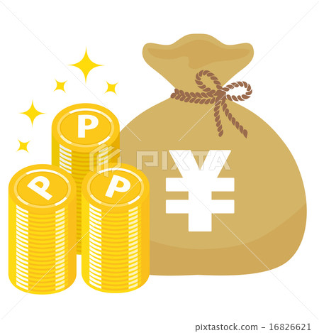 Point coin mountain and ¥ mark money bag, tea Point coin mountain and ¥ mark money bag, tea 16826621