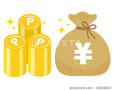 點硬幣山和¥標記錢袋,茶02 點硬幣山和¥標記錢袋,茶02 16826623