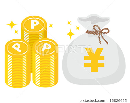 Point coin mountain and ¥ mark money bag, gray 02 16826635