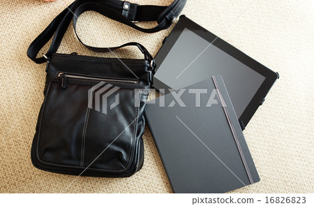 Modern man accessories. Things from open bag 16826823