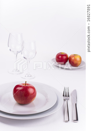Celebration table set with red apples 16827891