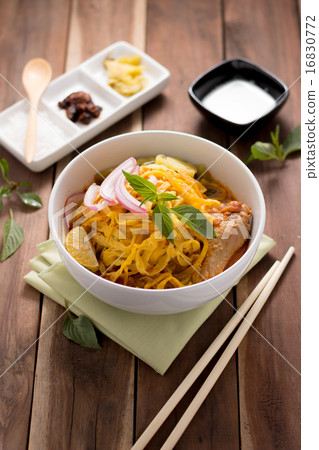 Curried Noodle Soup (Khao soi) with coconut milk 16830772