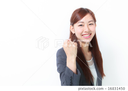 Female employee who plays guts pose One hand 16831450