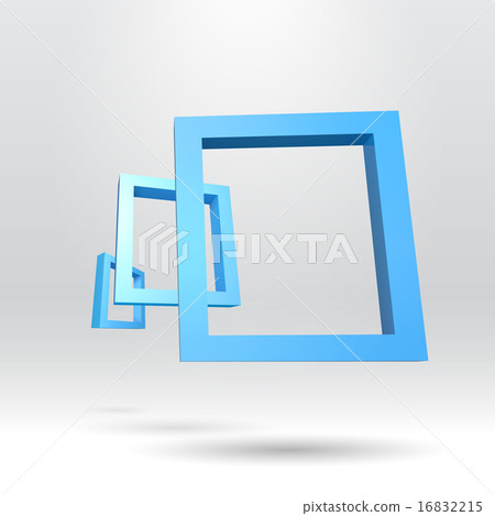 Three blue rectangular 3D frames 16832215