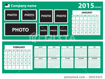 2015 Calendar with green background. 2015 Calendar with green background. 16833425