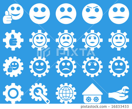 Settings and Smile Gears Icons Settings and Smile Gears Icons 16833433