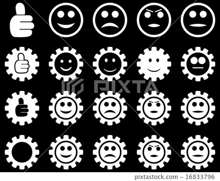 Settings and Smile Gears Icons Settings and Smile Gears Icons 16833796