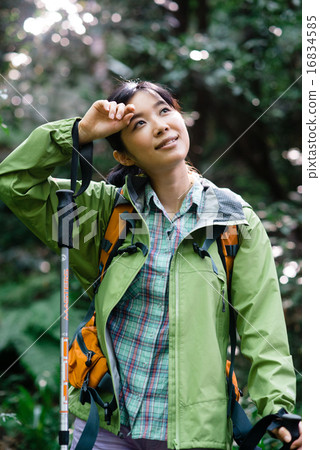 A woman trekking A woman trekking 16834585