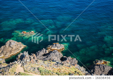 Coastal rocks in Mediterranean Sea, Corsica Coastal rocks in Mediterranean Sea, Corsica 16836456