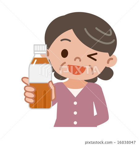 有茶寵物瓶的資深女性 16838047
