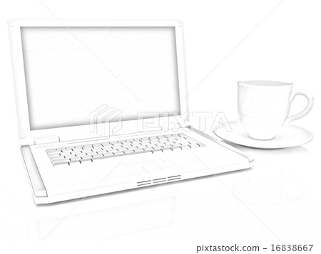 3d cup and a laptop 16838667