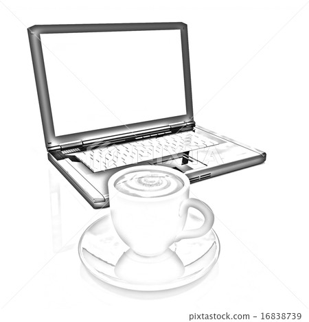 3d cup and a laptop 16838739