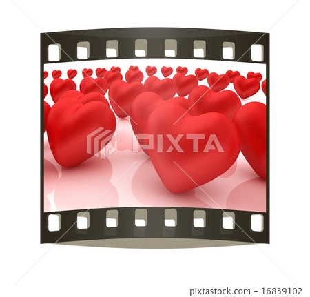 One red heart standing out in crowd. film strip One red heart standing out in crowd. film strip 16839102