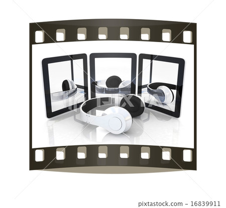 phone and headphones. The film strip phone and headphones. The film strip 16839911