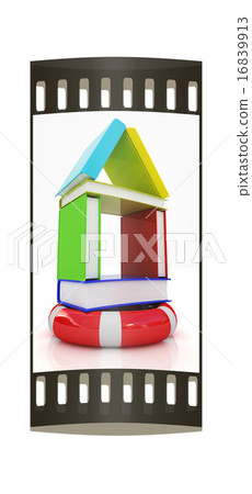 Books house on lifeline. The film strip Books house on lifeline. The film strip 16839913