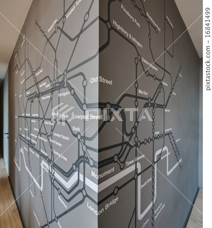 Scheme London Underground on the gray wall 16841499