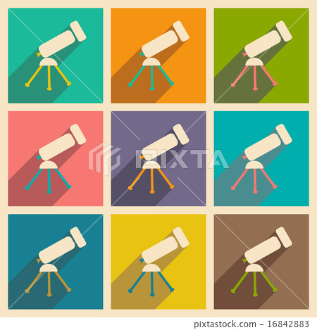 Flat with shadow concept and mobile application telescope 16842883