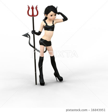Cute demon Deformed perming 3DCG illustration material 16843951