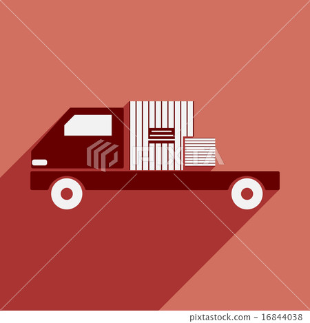 Flat with shadow icon and mobile application car cargo logistics 16844038