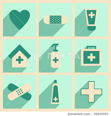 Flat with shadow concept and mobile application medical Care 16844493