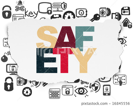 Safety concept: Safety on Torn Paper background Safety concept: Safety on Torn Paper background 16845556