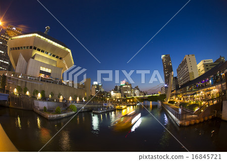 Minatomachi River Place and Dotonbori River Evening Scenery 16845721