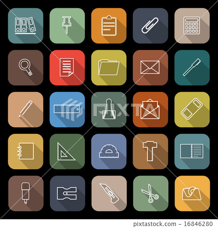 Stationery line flat icons with long shadow 16846280