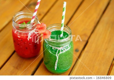 Watermelon and spinach smoothie as healthy summer drink. Watermelon and spinach smoothie as healthy summer drink. 16846809